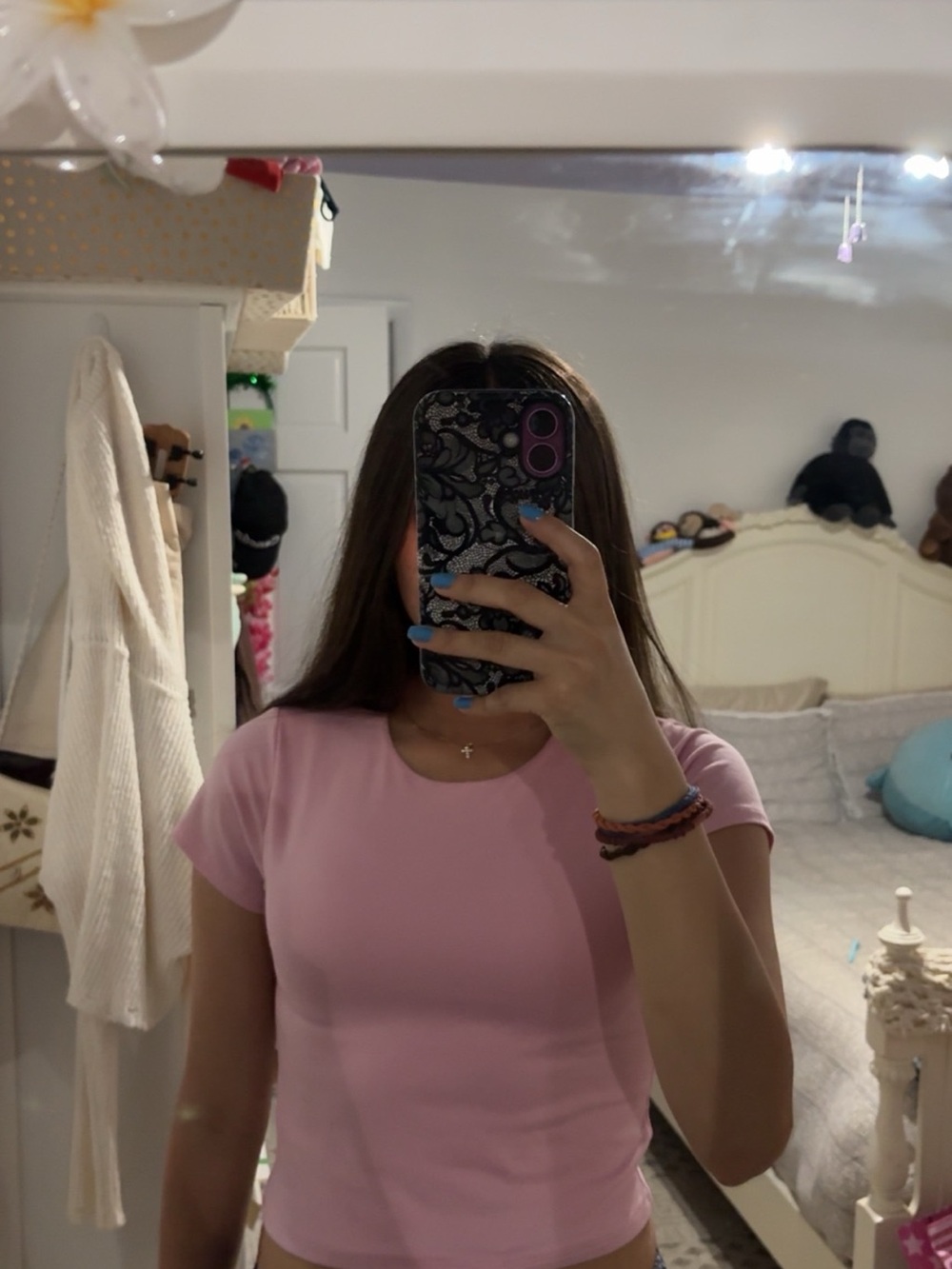 Women's Pink Crewneck Short Sleeve Top